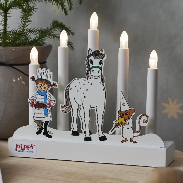 Batteridriven Pippi-adventsljusstake