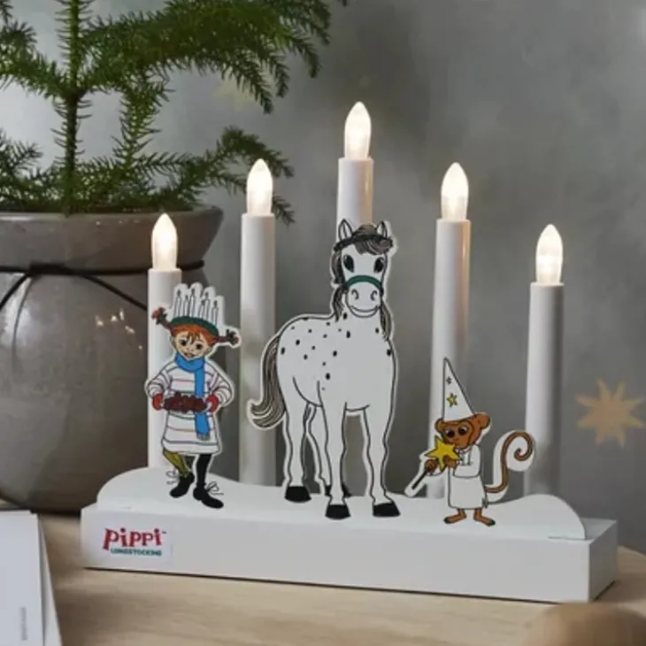 Batteridriven Pippi-adventsljusstake