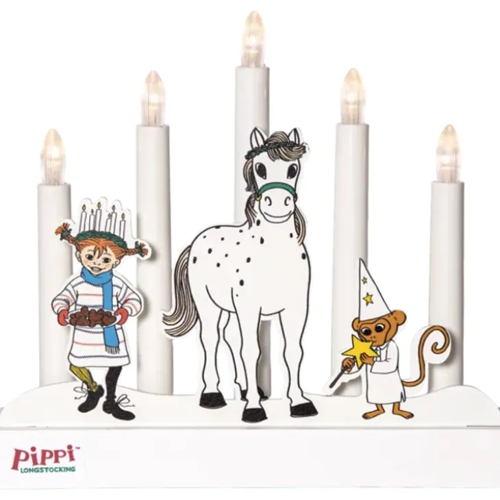 Batteridriven Pippi-adventsljusstake