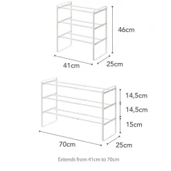 Expanderbar skohylla 3 hyllplan, 41-70cm, Yamazaki, Svart