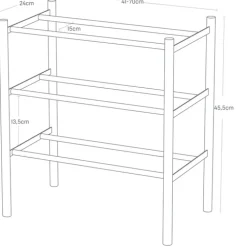 Expanderbar skohylla i trä och metall, 41-70cm, Yamazaki