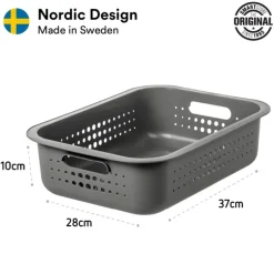 Förvaringskorg i återvunnen plast 6L, SmartStore, Grå