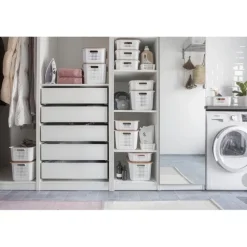 Förvaringskorg i återvunnen plast 6L, SmartStore, Vit