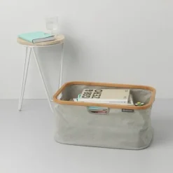 Förvaringskorg i tyg och trä 40L, Brabantia