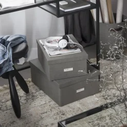 Förvaringslåda med etiketthållare, Karin canvas, Bigso