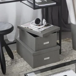 Förvaringslåda med etiketthållare, Karin canvas, Bigso