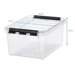 Förvaringslåda med lock 8L, SmartStore, Klar/svart