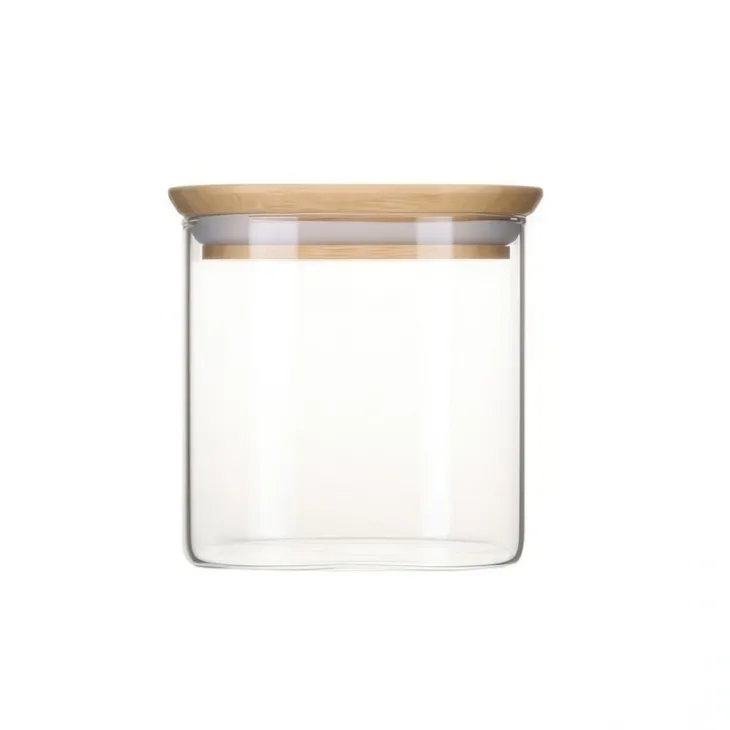Glasburk med bambulock 0,8L 3-pack, Pebbly