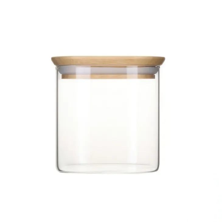 Glasburk med bambulock 0,8L, Pebbly