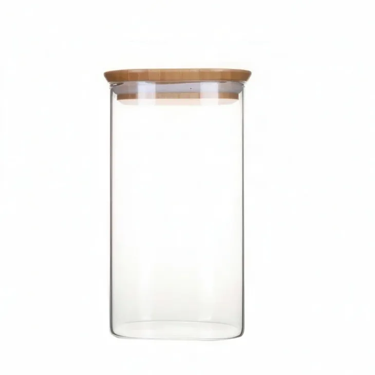 Glasburk med bambulock 1,4L, Pebbly