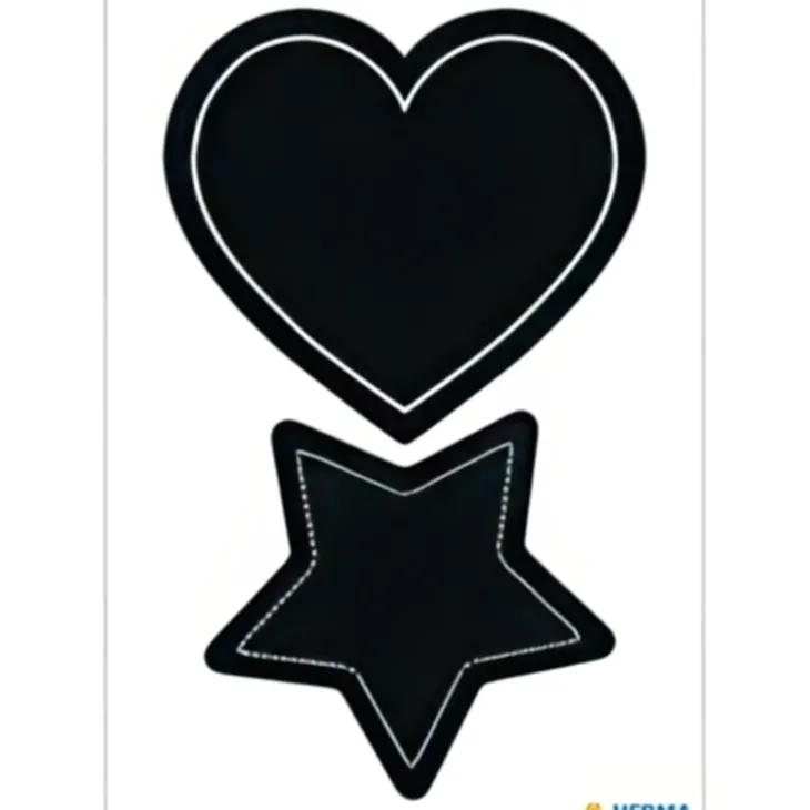 Griffel-Etiketter, HERMA LARGE HEART / STAR, 4 st, Svarta