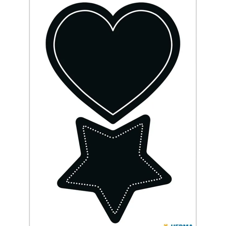 Griffel-Etiketter, HERMA LARGE HEART / STAR, 4 st, Svarta