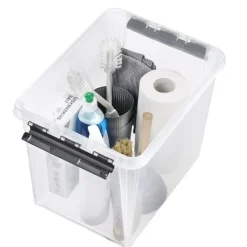 Hög förvaringslåda med lock 25L, SmartStore, Klar/svart
