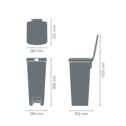 Hög pedalhink 40L, Brabantia, Ljusgrå