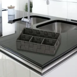 Korg med 4 fack, ADRIA, Liten, 17 x 26 x H6,5 cm, svart