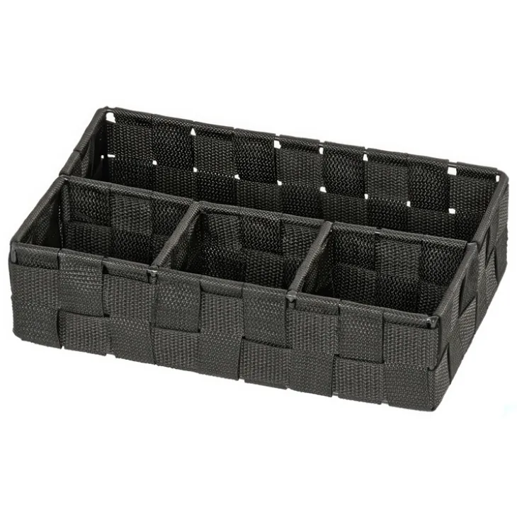 Korg med 4 fack, ADRIA, Liten, 17 x 26 x H6,5 cm, svart