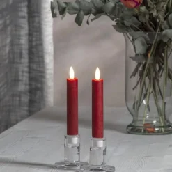 Kort batteridrivet stearinljus, Röd 2-pack