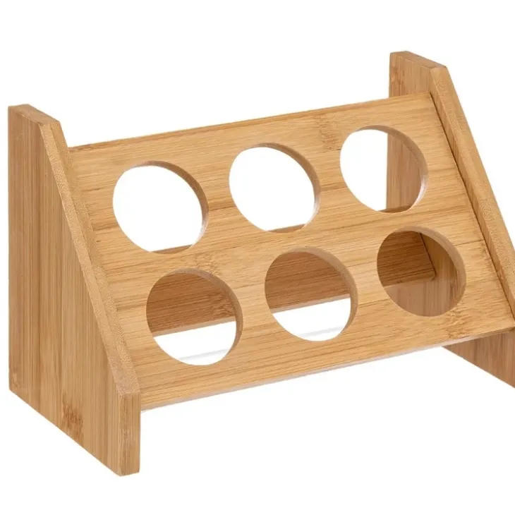 Kryddställ i bambu med 6 glasburkar, BAMBOO SPICE RACK, Natur