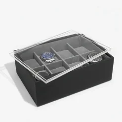 Låda för klockor med displaylock, STACKERS WATCH BOX, 18 x 26 x H 9,5 cm Svart