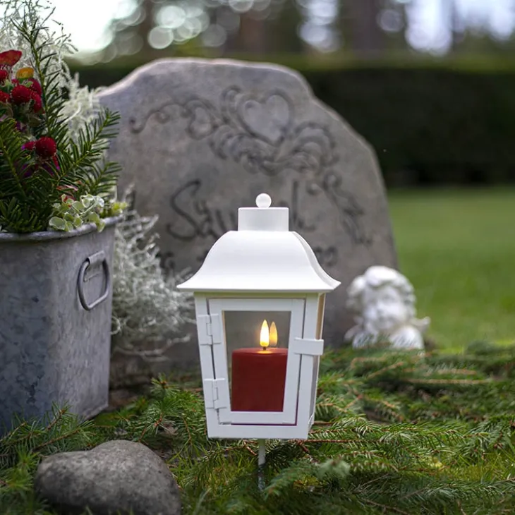 Litet blockljus med skymningssensor, Röd