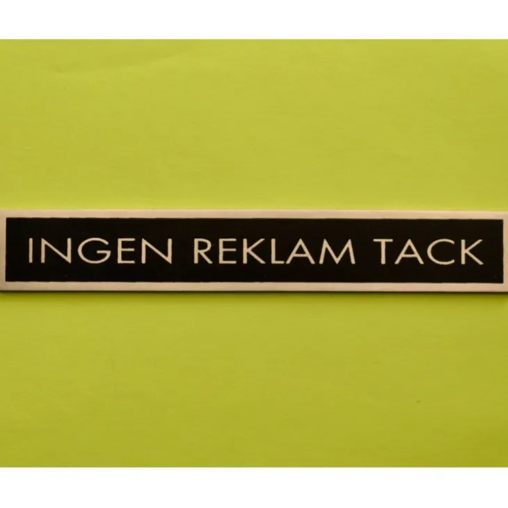 Metallskylt, Ingen reklam tack, Svart
