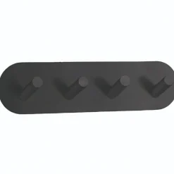 Självhäftande kroklist 4 krokar, Beslagsboden, Svart