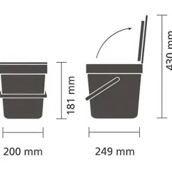 Sophink med lock och handdtag 6L, Brabantia, Mörkgrå