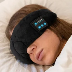 Sovmask med trådlösa hörlurar