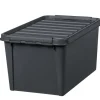 Stor förvaringslåda med lock i återvunnen plast 46L, SmartStore, Svart