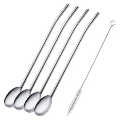Sugrör med sked 4-pack