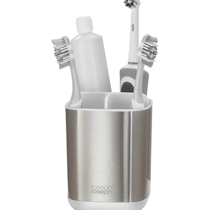 Tandborstmugg för eltandborste, Joseph Joseph, Silver