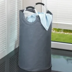 Tvättkorg med handtag 69L, Grå