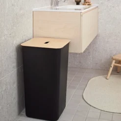 Tvättkorg med trälock 53L, SmartStore