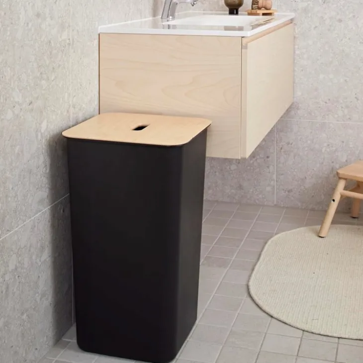 Tvättkorg med trälock 53L, SmartStore