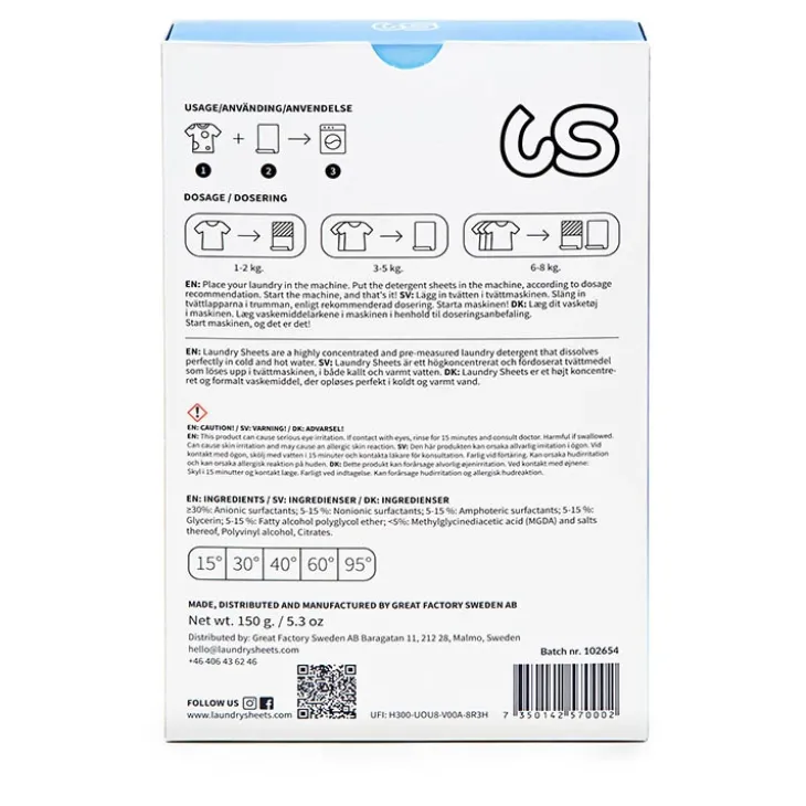 Tvättmedelsark Laundry Sheets